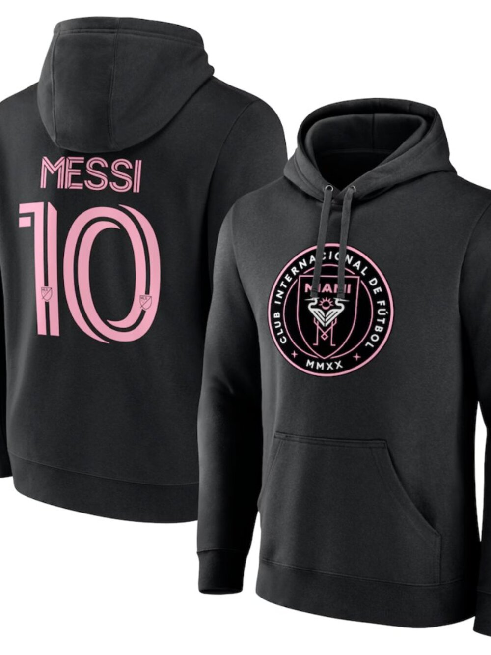 Inter Miami CF Men's Lionel Messi Fanatics Pullover Hoodie, Black, Size 2XL NWT